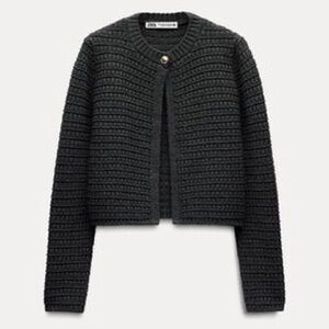 ZARA SINGLE BUTTON KNIT CARDIGAN